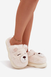 Furry slippers with bear motif white Galine