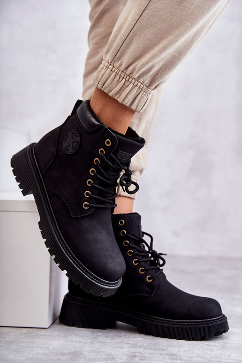 Leather Warm Boots Black Felizia Trappers
