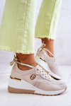 Women's Leather sports shoes Sneakers Beige Loissa