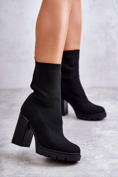 Women's Material Ankle Boots Black Louve