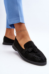 Women's Suede Moccasins Black Dansitu