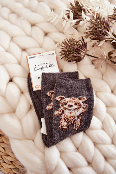 Women's Soft Warm Socks With a Teddy Bear Graphite