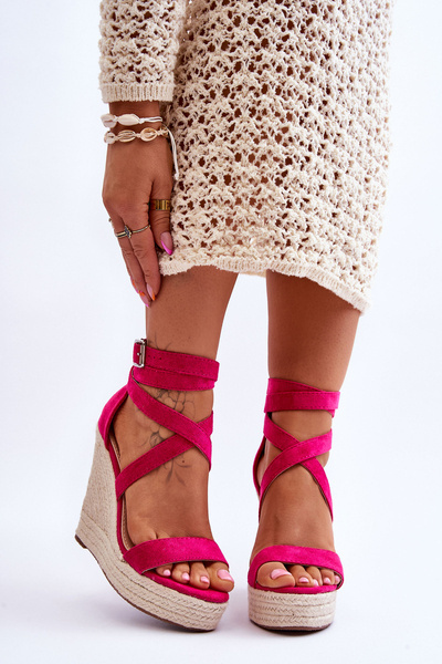 Comfortable High Wedge Sandals Fuchsia Lemira