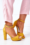 Suede High Heel Sandals Yellow Sarah
