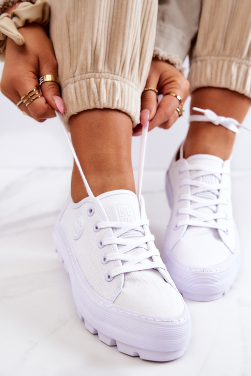 Trampki Damskie Na Platformie BIG STAR Białe JJ274488