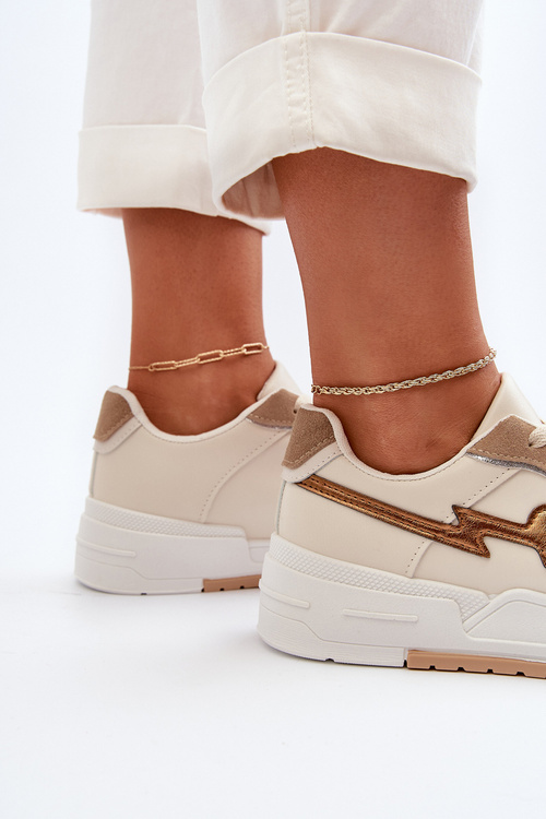 Sneakersy Na Platformie Damskie Beżowe Zeparine PC220