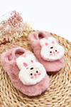 Children's furry slippers with bunny pink Dicera