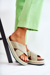 Women's Suede Slippers On The Platform Green Neriko