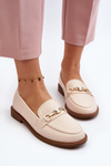 Women's Flat Heel Eco Leather Loafers Beige Vimedia