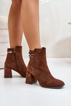 Warm Women's Ankle Boots on Heel Eco Suede Dark Green Saivia