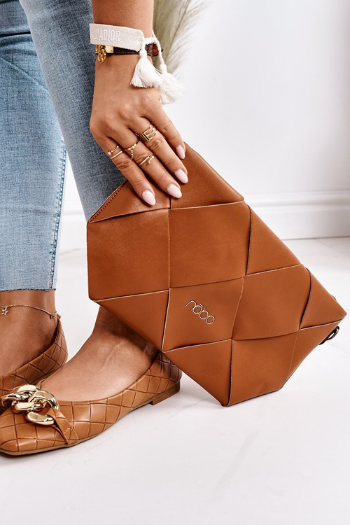 Eleganckie Pikowane Baleriny Z Łańcuchem Camel Coco