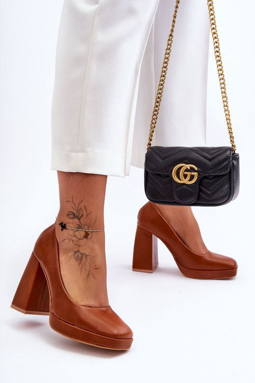Leather Heels on a Massive Heel Camel Rosalia