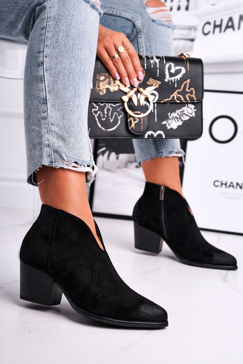 Women's Boots On Heel Black Best Choice