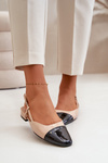 Patent Leather Ballerinas On Low Heel With Open Heel Beige Kairael