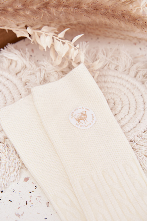 Long Woolen Women's Socks Ecru