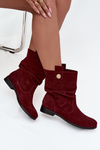 Leather Suede Women's Boots with Ruffle Lining Insulated Zazoo 4210 Bordeaux
