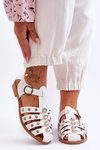 Women's Flat Sandals With Zircons White Ascot