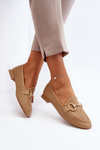 Mokasyny Płaski Obcas Ozdoba Damskie Camel Iluvana FF-33