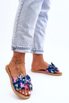 Women's Slippers With A Fabric Bow navy blue Blossom