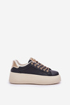 Sneakersy Z Ozdobnymi Sznurówkami Na Platformie Czarne Fonetha