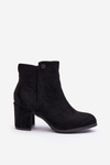 Black Suede Women's Ankle Boots with Block Heel Selela