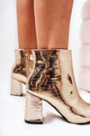 Boots On High Heel Mirrored Snake Gold Ferty