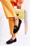 Women's Suede Loafers With Decoration Black Reality