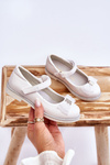 Children's Velcro Ballerinas With A Decorative Bow White Nadia