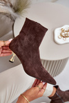Women's Stiletto Boots Eco Suede With Pointed Toes Brown Irithare