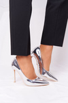 Elegant Patent Leather High Heels Lu Boo Silver