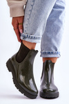 Women's Slip On Galoshes Chelsea Boots Dark Green Larone