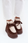 Women's snow boots on platform with fur brown Florivelle