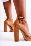 Classic Sandals On High Heels Camel Baleira