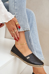 Espadryle Damskie Eleganckie Skóra Naturalna Czarne Zazoo 10177