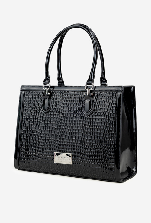 Lacquered Bag with Embossed Pattern NOBO BAG6150-M20 Black