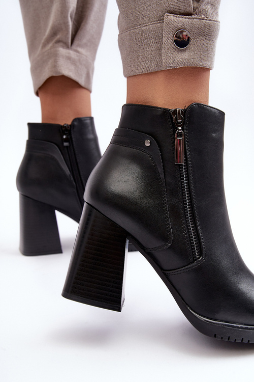 Women's Heeled Boots with Zippers Black Ryelle