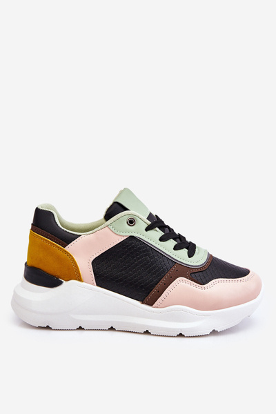 Women's Leather Platform Sneakers Black And Green Chaya