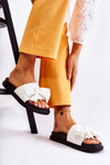 Classic Women's Leather Slippers With A Bow White Dessy
