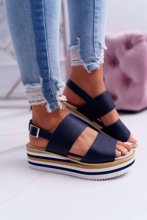 Women's Platform Sandals Navy Blue Aurera