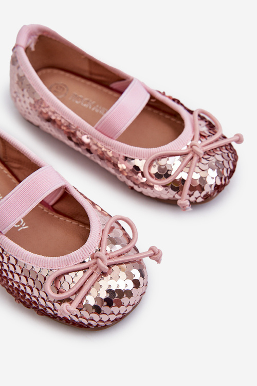 Kids' Ballerina Flats Adorned with Sequins Pink Weries