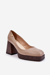 Fashionable Leather Pumps Laura Messi 2599 Beige