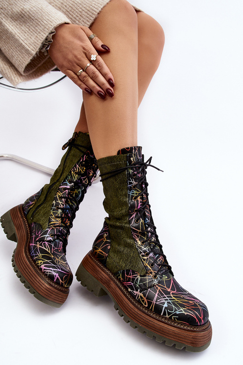 Women's Leather Work Boots Maciejka 06203-09 Multicolor