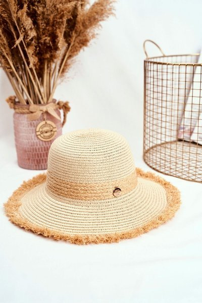 Women's Hat Summer Beach 100% Paper Beige