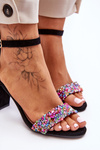 Fashionable Sandals With Stones High Heels Black Love Me