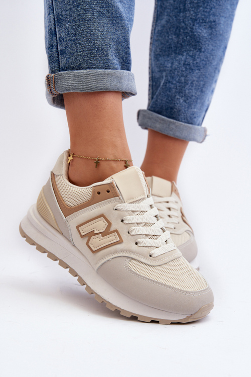 Sneakersy Buty Sportowe Damskie Beżowe Alettesa PC201