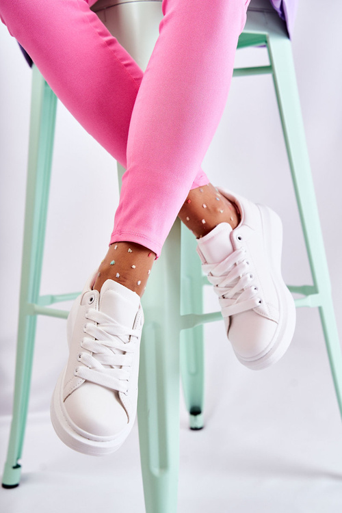 Buty Sportowe Damskie Platforma Białe Eliso