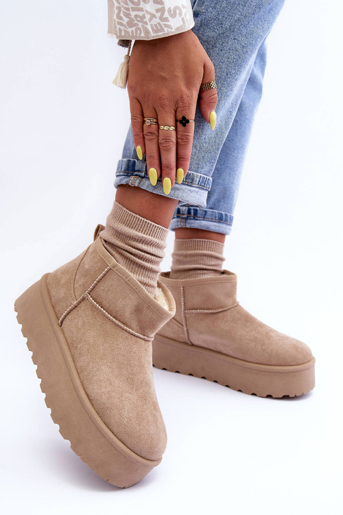 Suede Snow Boots On Platform Beige Corcoran