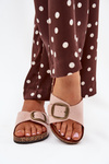 Women's sandals with buckle on cork platform pink Zavira