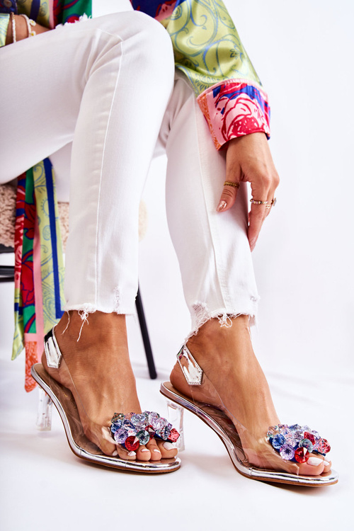 Elegant Pumps With Ornament Silver Amalia