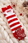 Women's Funny Christmas Socks In stripes with Santa Claus red and white